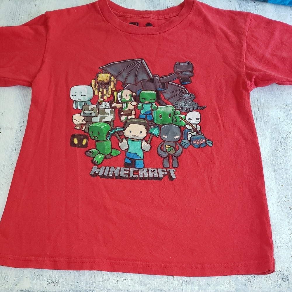 Boys Red Minecraft short sleeved T-shirt